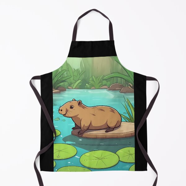 Item preview, Cartoon Capybara Duo in a Serene Pond designed and sold by Mechanical-Artt.