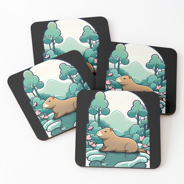 Item preview, Tranquil Zen Garden with Capybaras designed and sold by Mechanical-Artt.
