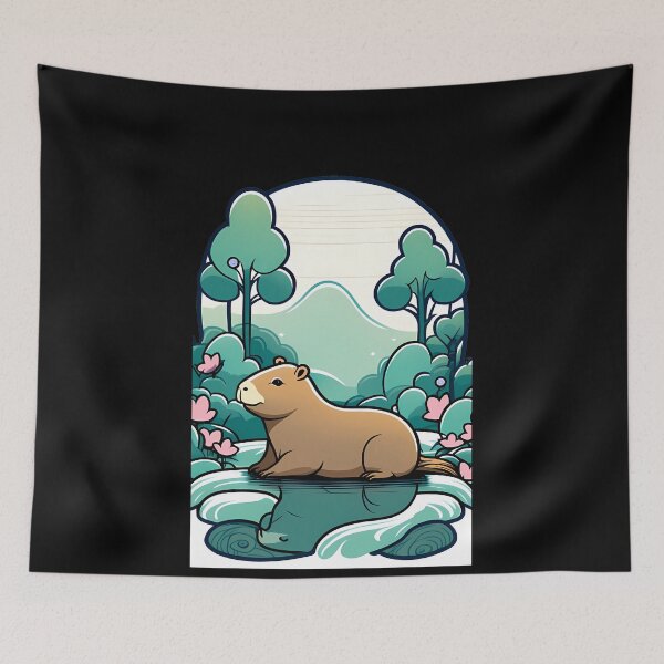Item preview, Tranquil Zen Garden with Capybaras designed and sold by Mechanical-Artt.