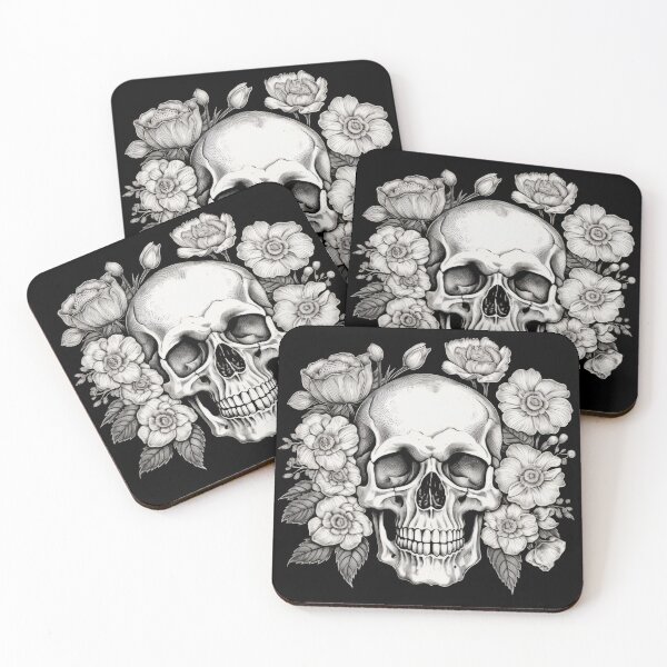 Item preview, Skull with flowers designed and sold by Merchgard.