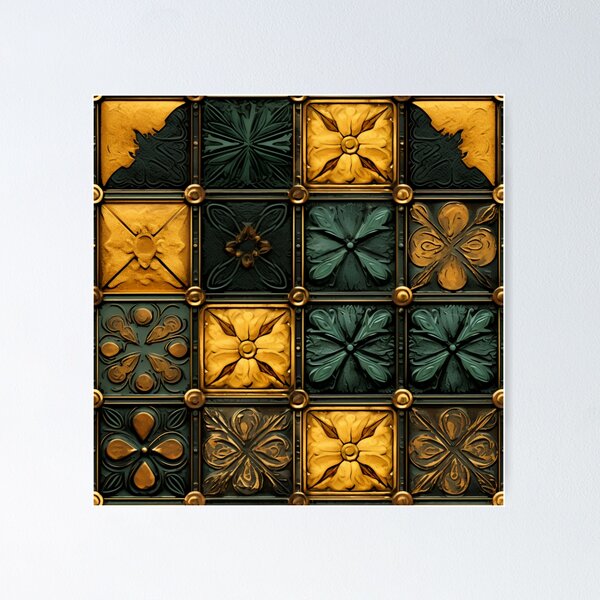 Artikelvorschau, Buntes Fantasiemuster grün gold kupfer Ornamente metallic entworfen und verkauft von G-M-Designs.