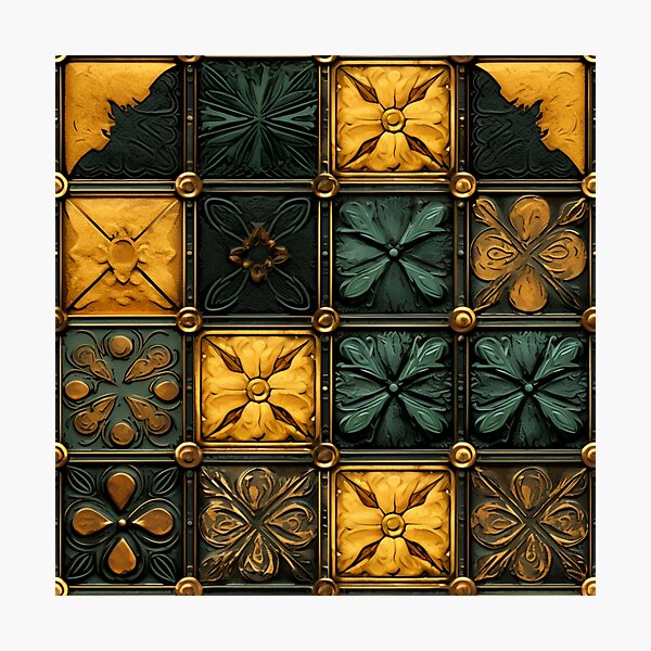 Artikelvorschau, Buntes Fantasiemuster grün gold kupfer Ornamente metallic entworfen und verkauft von G-M-Designs.