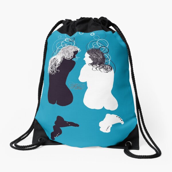 black girl white girl Drawstring Bag