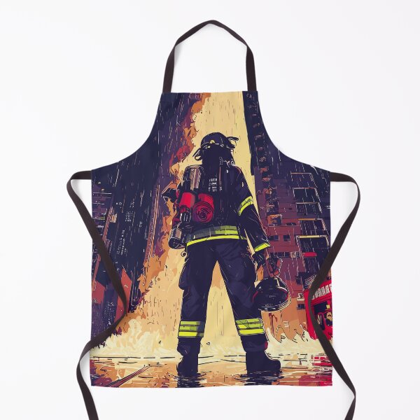 Item preview, Fire - Anime firefighter fireman in a rainy city designed and sold by TomFrontierArt.