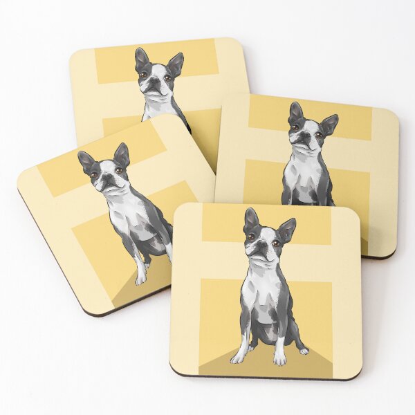 Item preview, Cute Boston Terrier Dog | Yellow Background designed and sold by shirinsart.