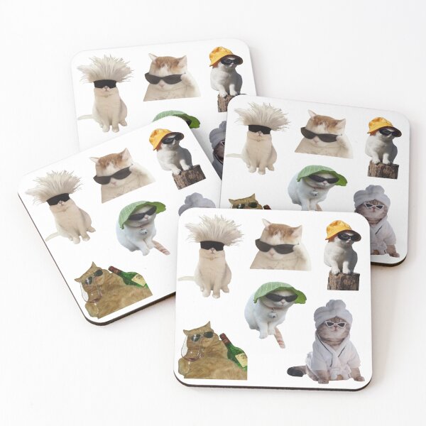 Item preview, cool cats with sunglasses meme sticker pack designed and sold by trippinczar.