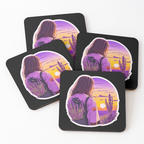 Item preview, Backpacker Girl Watching Sunset over Lavender Field designed and sold by Ridiculam Toga.