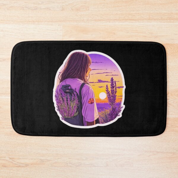 Item preview, Backpacker Girl Watching Sunset over Lavender Field designed and sold by Ridiculam Toga.