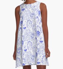 Feminist Pioneers Toile in Royal Blue with Women from Around the World A-Line Dress
