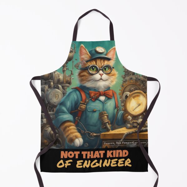 Item preview, Not that kind of engineer, smart cat with machine, a funny cat T-shirt designed and sold by FluffyFunnyCat.