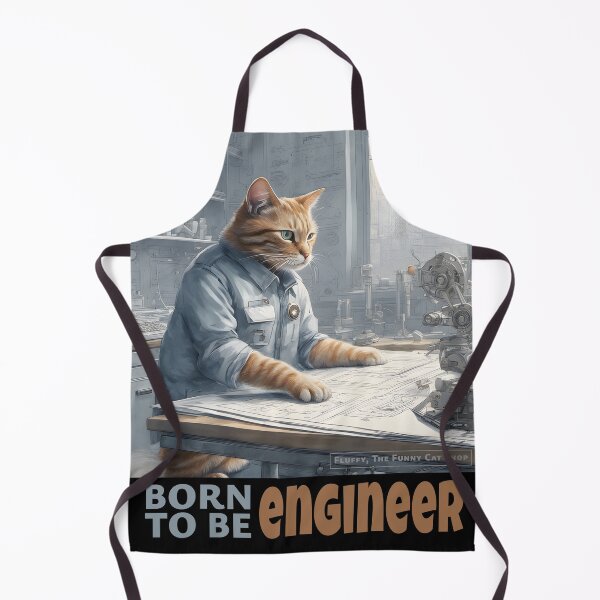 Item preview, Born to be engineer, smart cat with tools, a funny cat lover T-shirt designed and sold by FluffyFunnyCat.