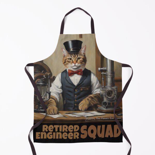 Item preview, Retired Engineer Squad, smart cat with tools, a funny cat T-shirt designed and sold by FluffyFunnyCat.