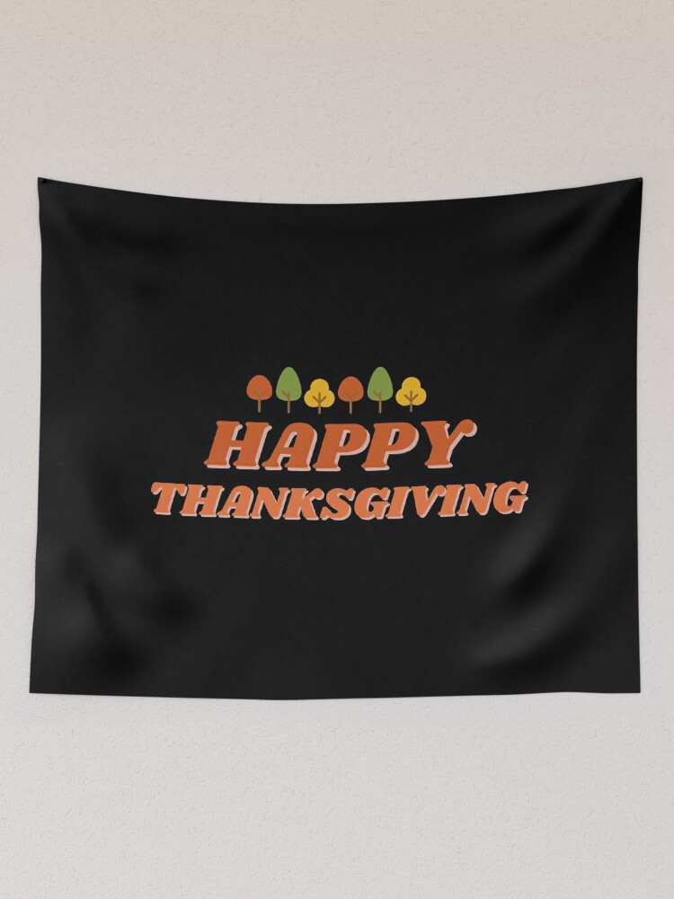 Disover happy thanksgiving day fall autumn funny cute groovy vintage Tapestry