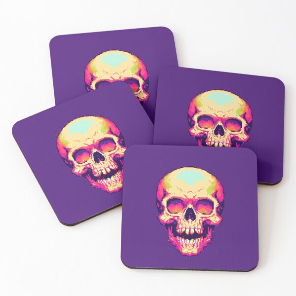 Item preview, Pink Neon Pixel Art Smiling Laughing Skull designed and sold by sμ (smew).