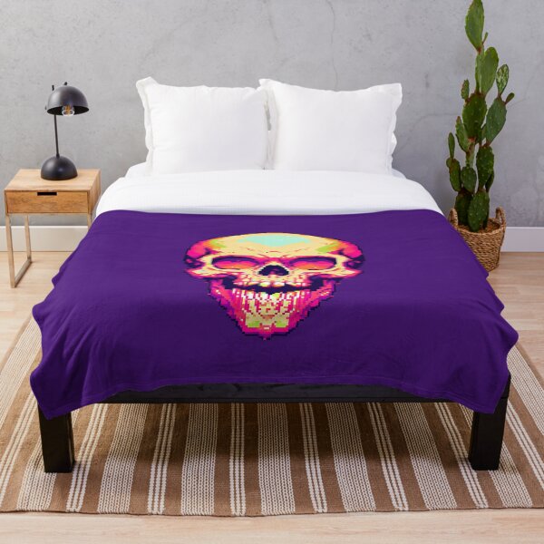 Item preview, Pink Neon Pixel Art Smiling Laughing Skull designed and sold by sμ (smew).