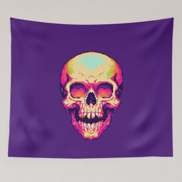 Item preview, Pink Neon Pixel Art Smiling Laughing Skull designed and sold by sμ (smew).