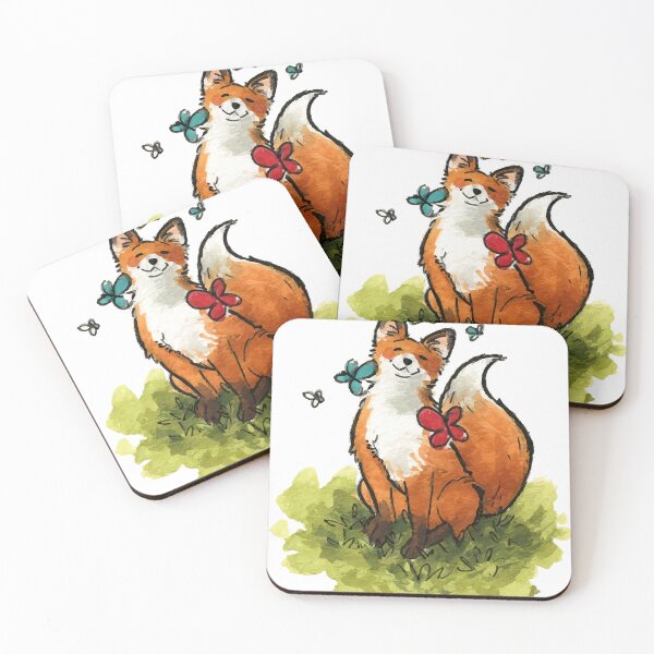 Item preview, Fox with Butterlies Watercolor painting designed and sold by boycemahnke.