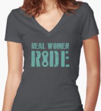 Real Women Ride Women's Fitted V-Neck T-Shirt
