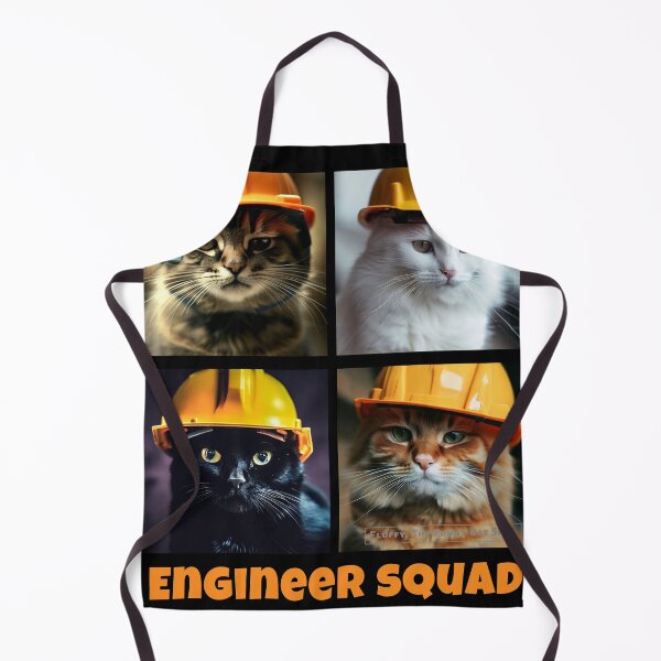 Item preview, Engineer Squad, cats with hard hat, a funny cat T-shirt designed and sold by FluffyFunnyCat.