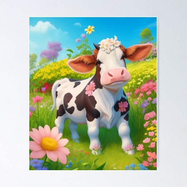 Floral Cow Diamond Painting finished Product 