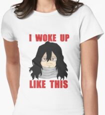 Aizawa Shouta Eraserhead "I woke up like this" Chibi BNHA/MHA Women's Fitted T-Shirt