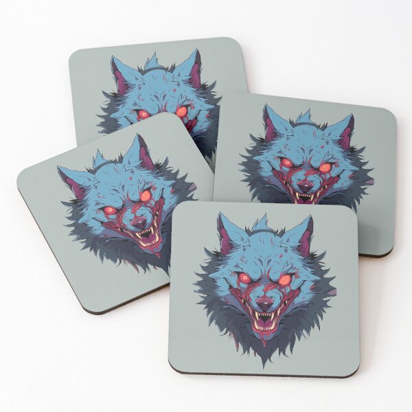 Item preview, Blue Zombified Manga Wolf Werewolf Dog Scar Character designed and sold by sμ (smew).