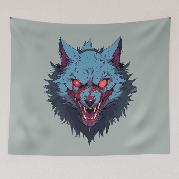 Item preview, Blue Zombified Manga Wolf Werewolf Dog Scar Character designed and sold by sμ (smew).