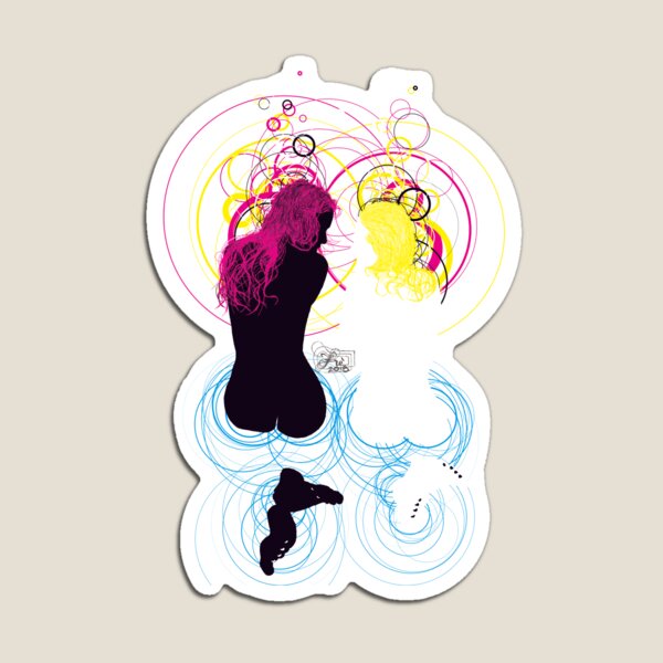 black girl white girl (and cyan magenta yellow) Magnet