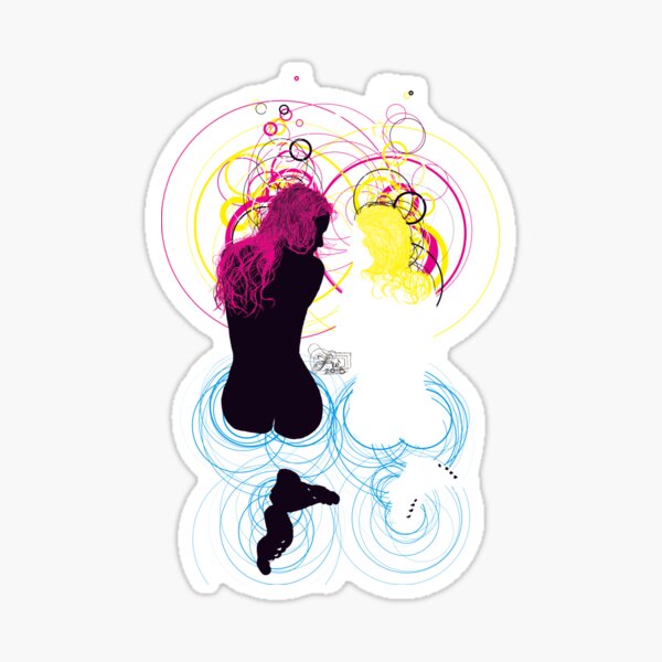 black girl white girl (and cyan magenta yellow) Sticker