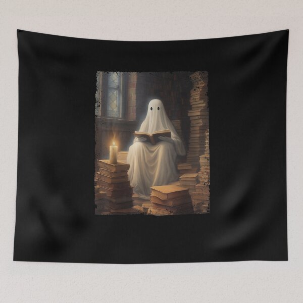Item preview, Gothic Halloween Ghost Reading Book Window Dark Academia designed and sold by MissRasheedHam.