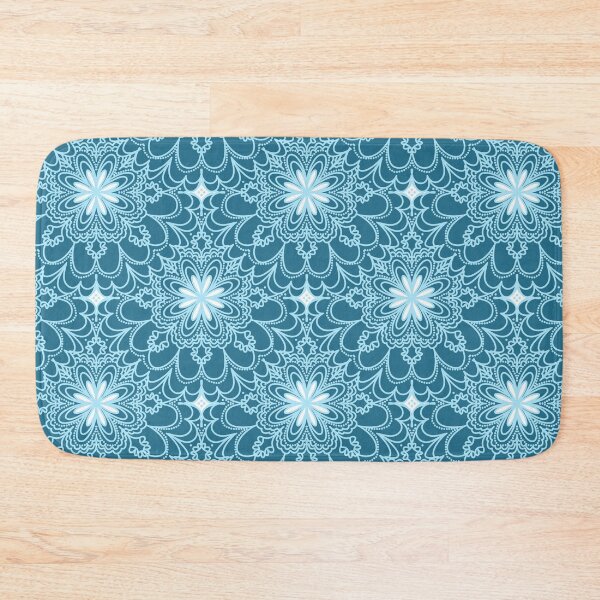 Item preview, Flower lace pattern in teal and light blue designed and sold by coloryourwings.