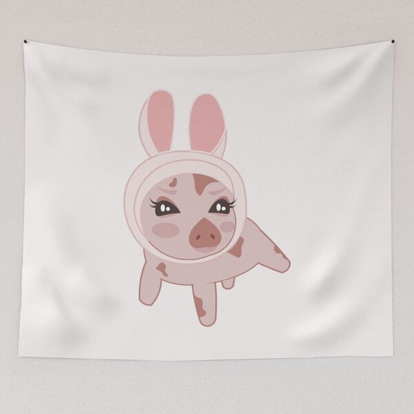 Item preview, Pig, mini pig, cute pink pig with bunny ears designed and sold by gllemm.