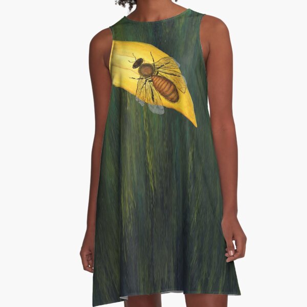 Big Bee On Green by Cecile Grace Charles A-Line Dress