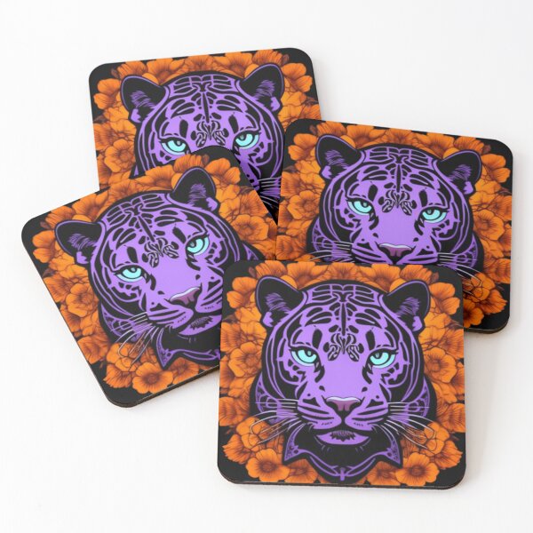 Item preview, Purple panther and flowers  designed and sold by Roxburylane.