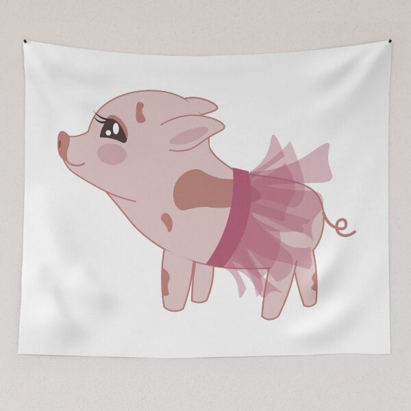 Item preview, Pig, mini pig, cute pink pig in a pink skirt designed and sold by gllemm.