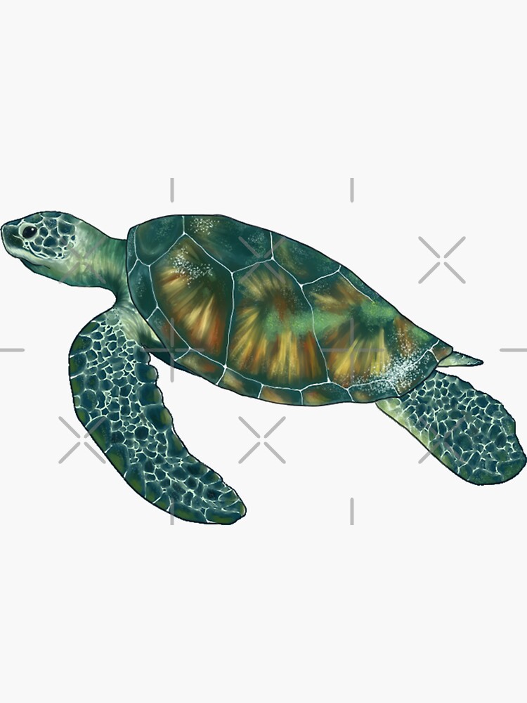 Thumbnail 3 of 3, Sticker, Sea Turtle designed and sold by jessadoodle.