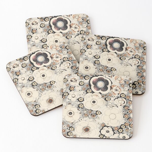 Item preview, Floral Abundance Flowercore Bohemian Flowers Gray Brown Pale Orange Pale Peach designed and sold by Beachy.