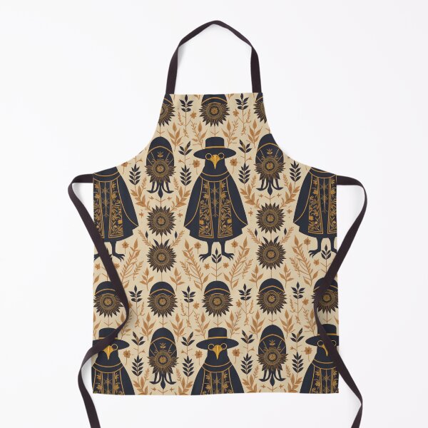 Item preview, Vintage Plague Doctor SCP-049 Halloween Illustration Fall Leaves Print Pattern designed and sold by CoffeeIsATrip.