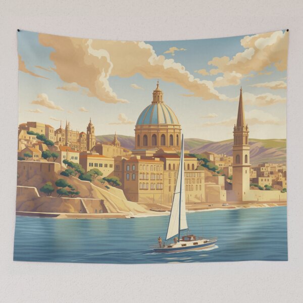 Item preview, A Vintage Travel Illustration of Valletta - Malta  designed and sold by GoodOldVintage.