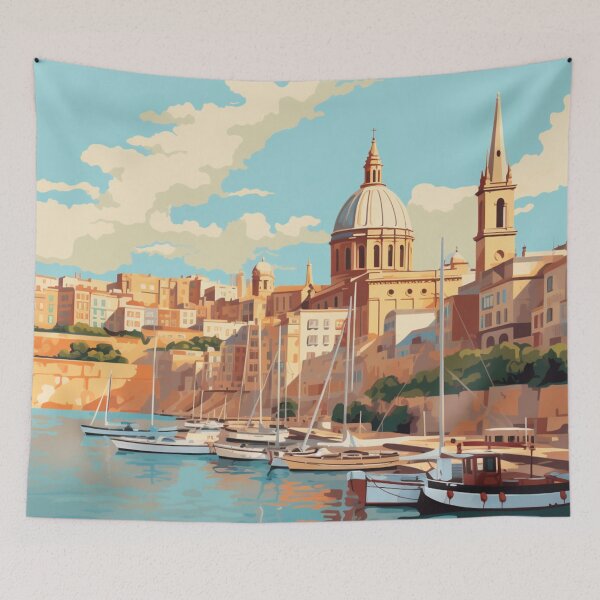 Item preview, A Vintage Travel Illustration of Valletta - Malta  designed and sold by GoodOldVintage.