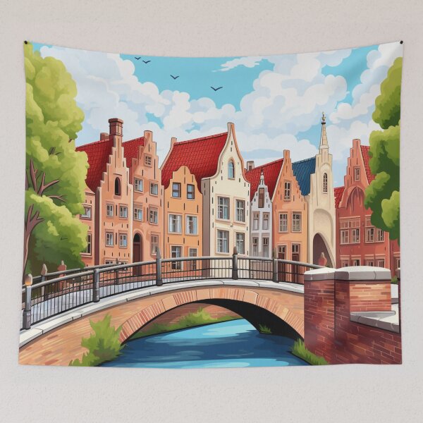 Item preview, A Vintage Travel Illustration of Bruges - Belgium designed and sold by GoodOldVintage.