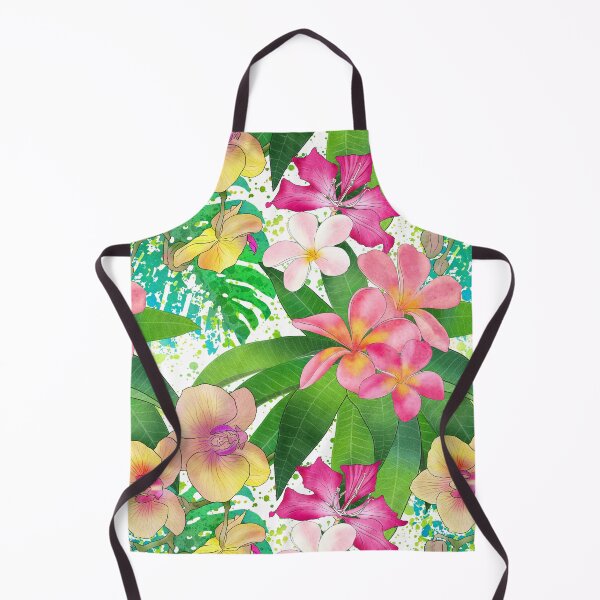 Artikelvorschau, Tropischer Blumen- und Blätter-Aquarell-Sommerdruck. Plumeria, Orchideen, Bauhinia lebendige exotische Blumen entworfen und verkauft von likapix.