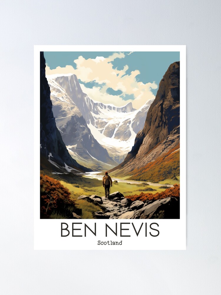 A Vintage Travel Illustration of Ben Nevis Highlands Scotland