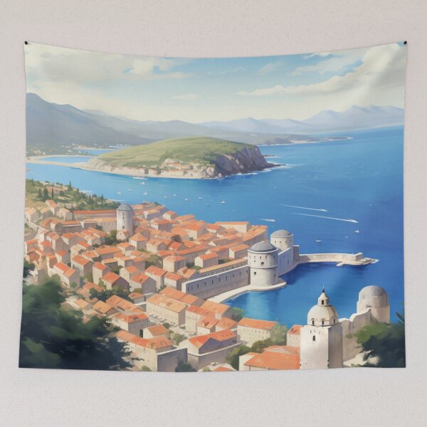 Item preview, A Vintage Travel Illustration of Dubrovnik - Croatia designed and sold by GoodOldVintage.
