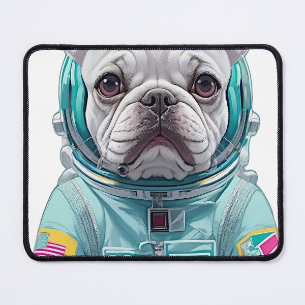 Item preview, The vector illustration depicts a sad French Bulldog dressed in a mint-colored astronaut suit, creating a whimsical and poignant piece of artwork. designed and sold by Best-Art-32.