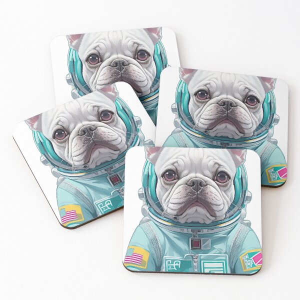 Item preview, The vector illustration depicts a sad French Bulldog dressed in a mint-colored astronaut suit, creating a whimsical and poignant piece of artwork. designed and sold by Best-Art-32.
