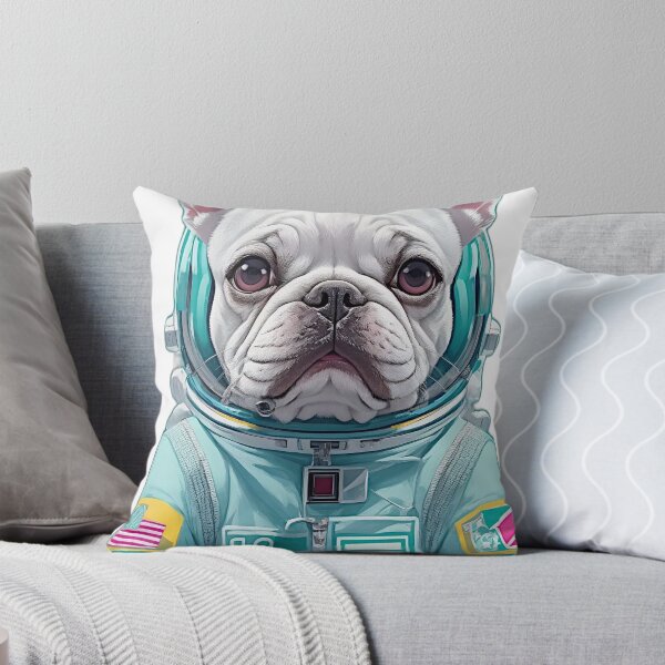 Item preview, The vector illustration depicts a sad French Bulldog dressed in a mint-colored astronaut suit, creating a whimsical and poignant piece of artwork. designed and sold by Best-Art-32.