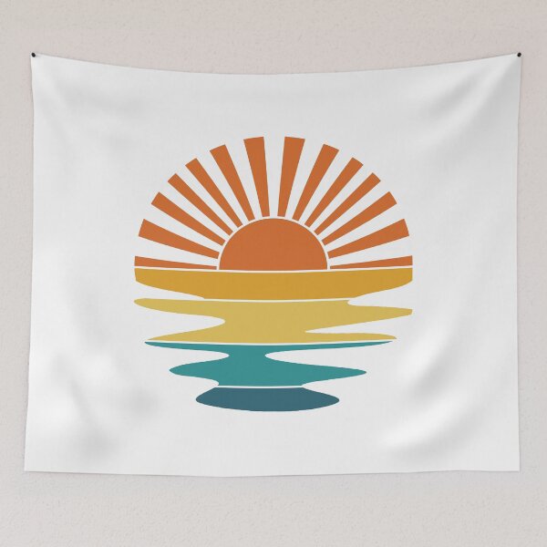 Item preview, Retro Sunset Rays Wavy Water Vintage Retro Sunshine designed and sold by TypeFace-Art.