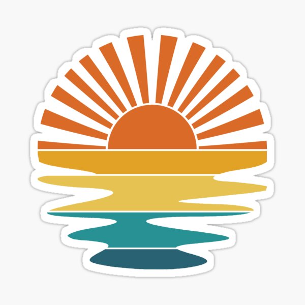 Item preview, Retro Sunset Rays Wavy Water Vintage Retro Sunshine designed and sold by TypeFace-Art.