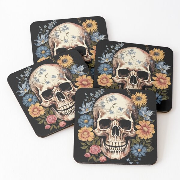 Item preview, Skull with flowers designed and sold by Merchgard.